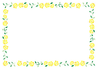 シンプルな黄色い薔薇の横長フレーム