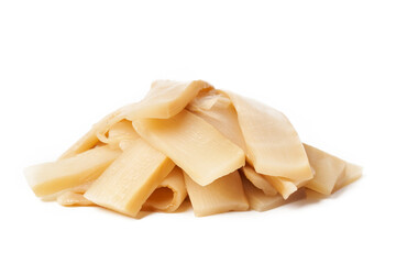 Ajitsuke Menma Pickled Bamboo Shoot Isolated on white background with clipping path                             