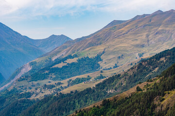 Naklejka premium Beautiful landscape of the mountainous region of Georgia, Tusheti