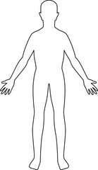 human body outline vector illustration, one line, body, character