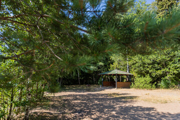 Gazebo for lunch in the woods