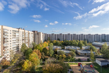 View of the microdistrict of the city of St. Petersburg