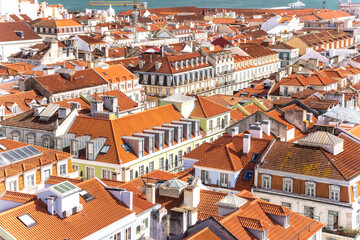 Lisbon, Portugal roof pattern at sunny summer day
