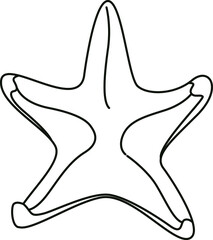 vector cute illustration, character, ocean dweller, underwater world, line drawing, starfish coloring book