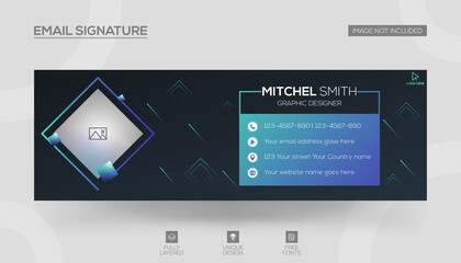 Email signature or email footer and  social media cover design template Vector
