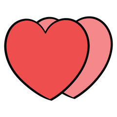 Valentine 2 heart Hand Doodle Flat color design