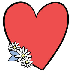 Valentine heart hand drawn doodle Flat color design