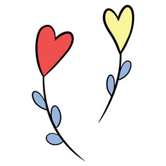 Valentine bouquet Hand Drawn Doodle Flat color design
