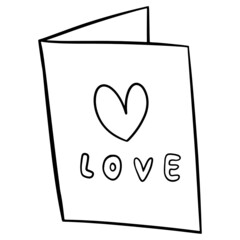 Card with heart hand drawn Doodle Outline design