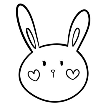 bunny face valentine Hand Drawn Doodle Outline design