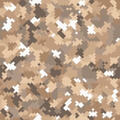 Military camouflage seamless pattern. Desert urban digital pixel style.