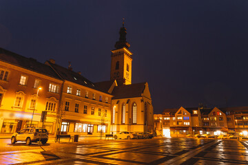Obraz premium Night in Sobeslav - city in South Bohemian region, Czechia