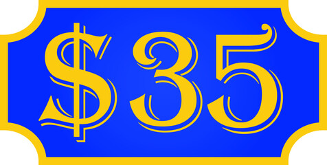 price symbol 35 dollar $35, $ ballot vector for offer and sale