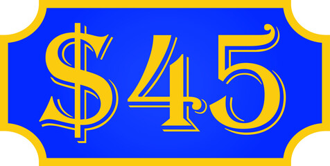 price symbol 45 dollar $45, $ ballot vector for offer and sale