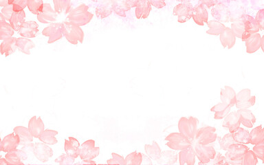 桜　水彩　フレーム　春　ピンク　画像
