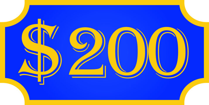 price symbol 200 dollar $200, $ ballot vector for offer and sale