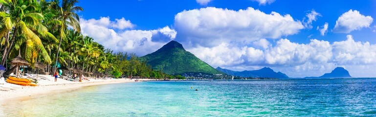 best tropical destinations - splendid Mauritius island. Beautiful resort and beach Flick en Flack