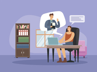 business couple with laptop