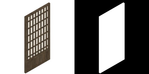 3D rendering illustration of a shoji japanese paper door