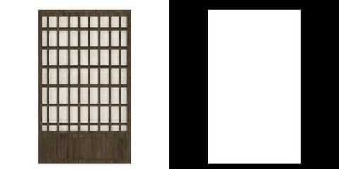 3D rendering illustration of a shoji japanese paper door - obrazy, fototapety, plakaty