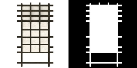 3D rendering illustration of a shoji lamp