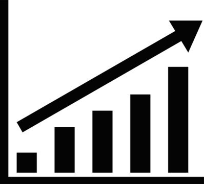 Vector illustration of the icon black color silhouette of a bar graph with an upward trend