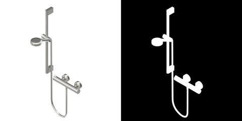 3D rendering illustration of a shower set