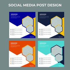  Set of design templates for social media feed and post Editable template post for social media ad travel Instagram post template