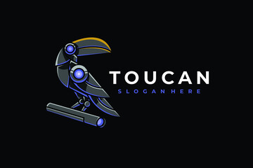Modern Mecha Robotic Toucan Logo Design Template