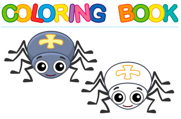 Vector coloring Insect for children coloring book. Funny spider in a cartoon style