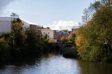 The River Leam at Leamington Spa, Warwickshire