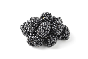 handful of fresh tasty blackberries isolated on white background © PANDA