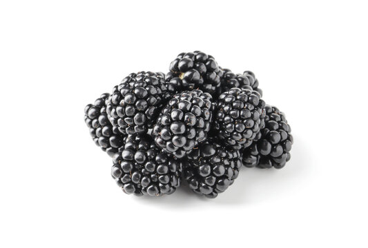 handful of fresh tasty blackberries isolated on white background
