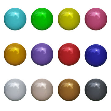 Set of balls colorful isolated on white background.3D rendering