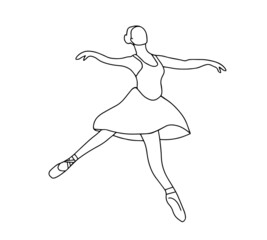 Fototapeta premium minimalist one line drawing dance ballet woman illustration in line art style