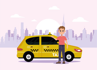 Fototapeta na wymiar taxi driver on the city