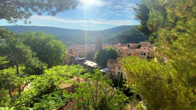 Village of Moustiers Sainte Marie during summer in Provence, France