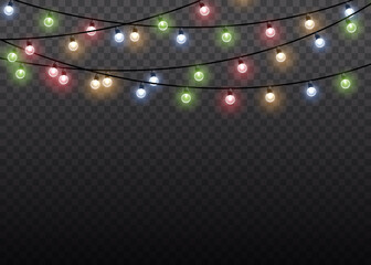 Christmas lights, glow light bulbs, xmas lamp. © Little Monster 2070