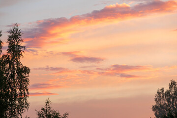 Blue sky at sunset. Orange and pink landscape - 484920336