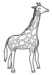 giraffe cartoon coloring book vector. animal, giraffe line, giraffe sketch.