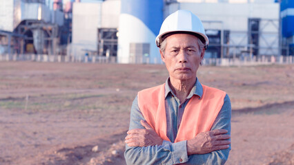 Middle-aged engineer, senior, strict Asian man