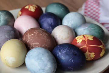 easter eggs in a plate