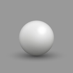 Vector realistic white blank sphere on grey background