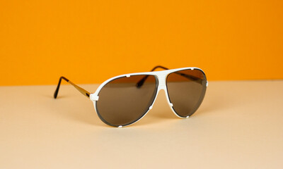vintage sun glasses sunglasses 70s 1970 retro white style old sun object isolated design summer...