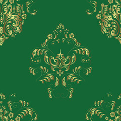 seamless vintage pattern with golden elements on colorfil background