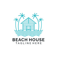 Obraz premium Beach house minimalist simple line logo design