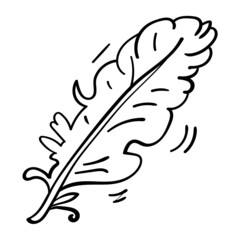 Obraz premium Bird feather doodle in boho style. Hand drawn vector illustration