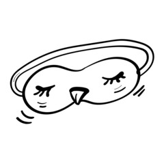 Sleep mask with owl in hand drawn style. Vector illustration