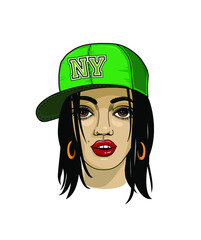 Cute girl, teens. Design for t-shirt print, poster, interior painting, sticker, banner.