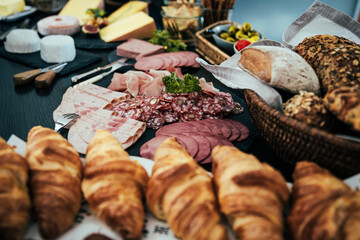 hearty buffet with bread and sausage
